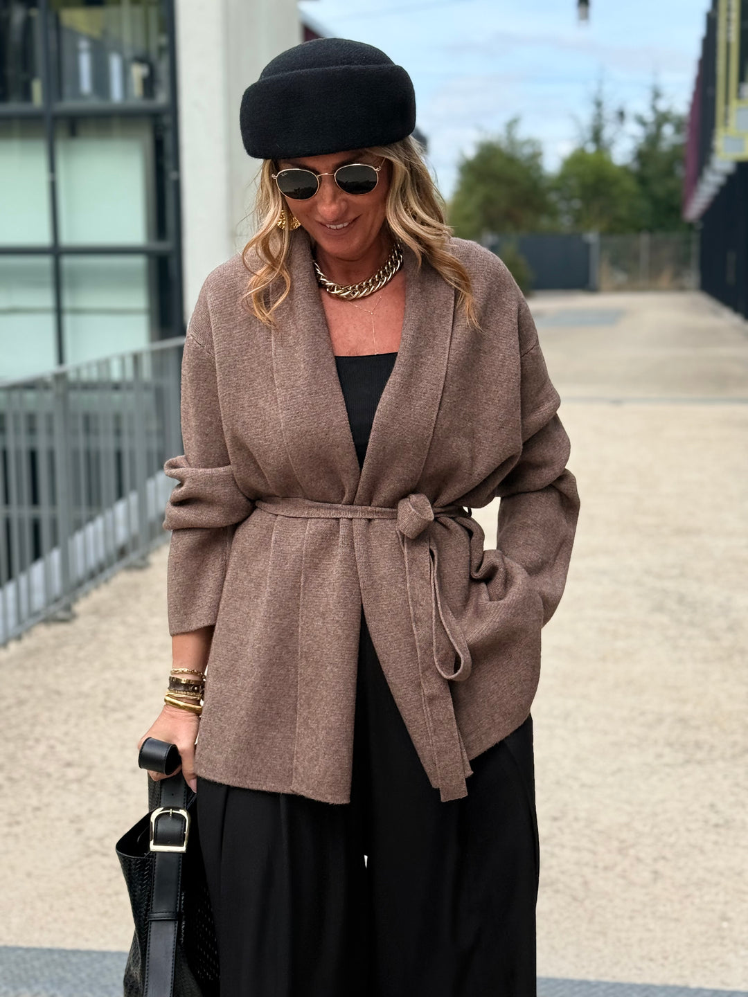 Gilet mi-long col droit 9066