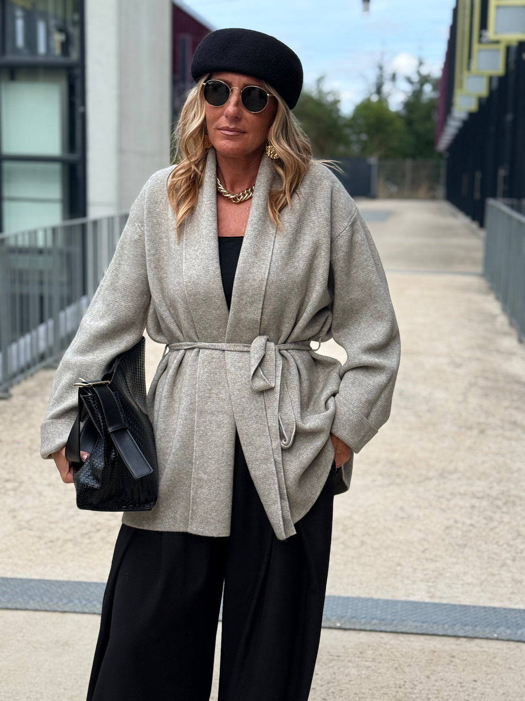 Gilet mi-long col droit 9066