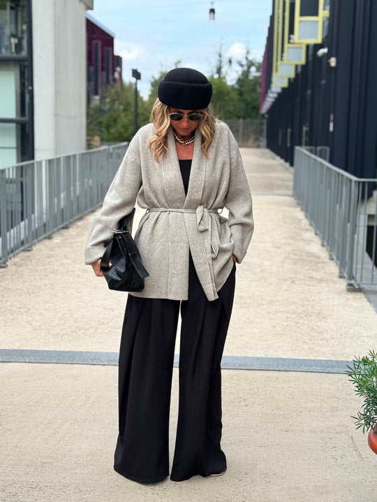 Gilet mi-long col droit 9066