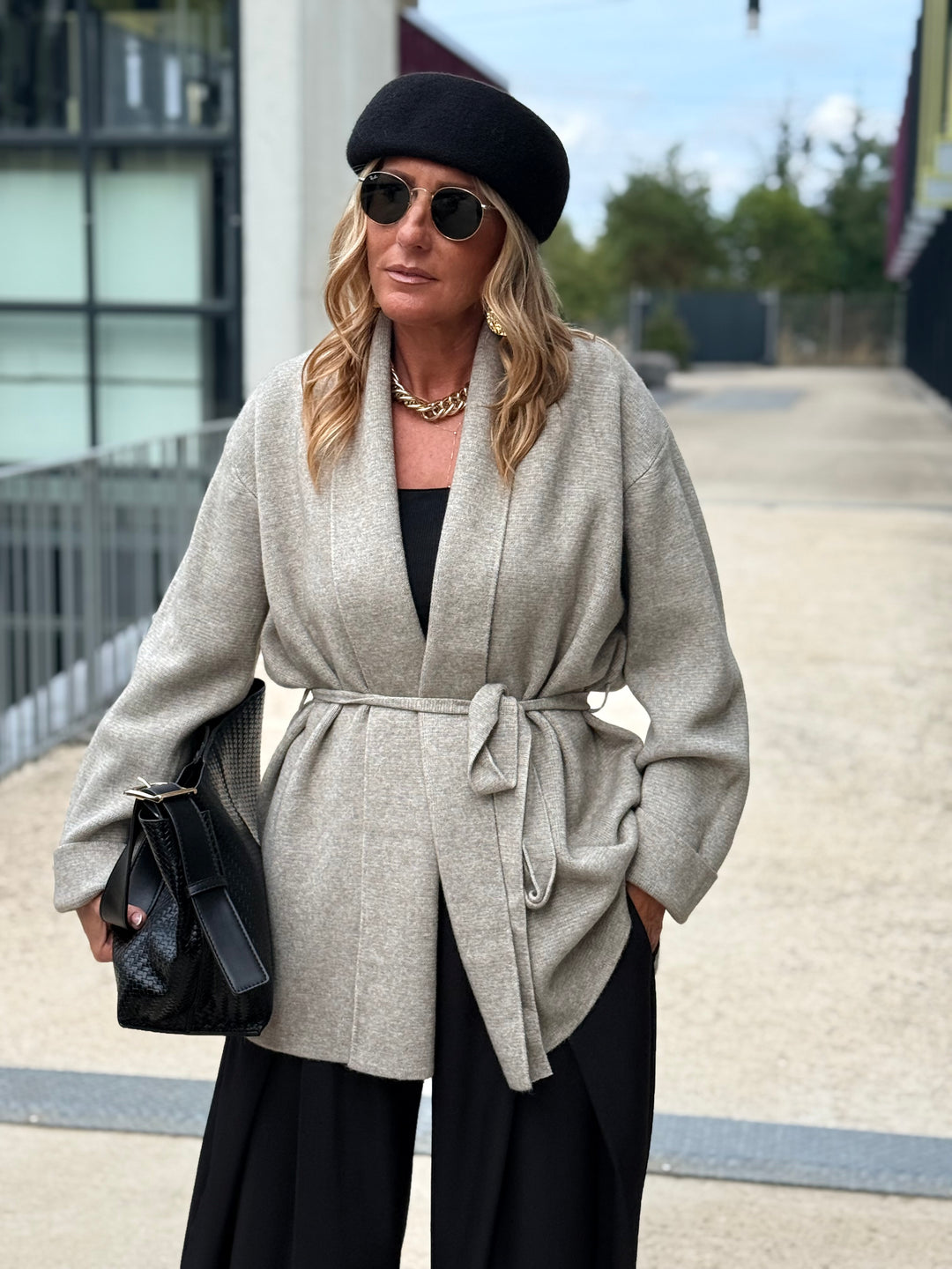 Gilet mi-long col droit 9066