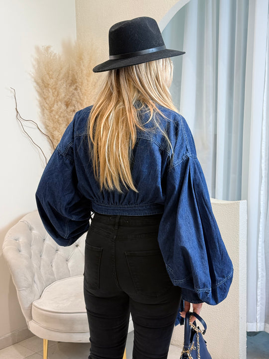BLOUSE EN JEAN MANCHE LONGUE H13113 Gris (Copie)