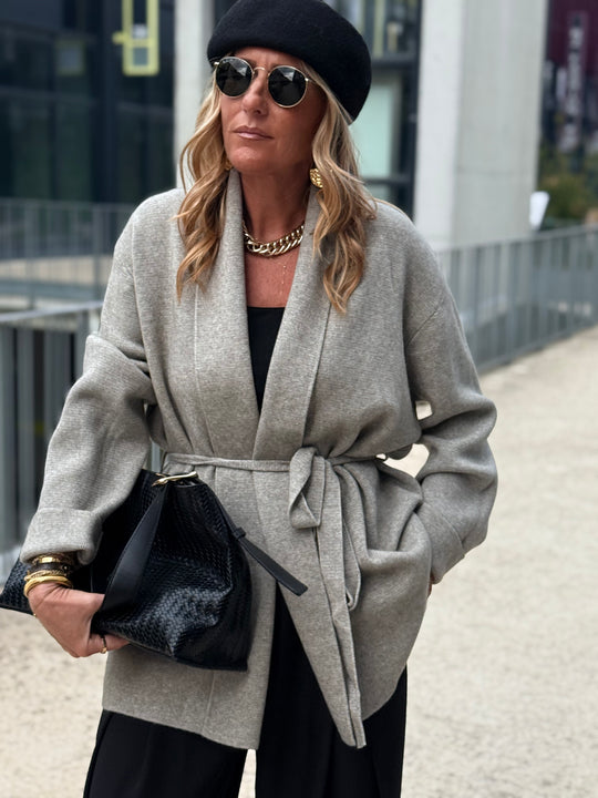 Gilet mi-long col droit 9066