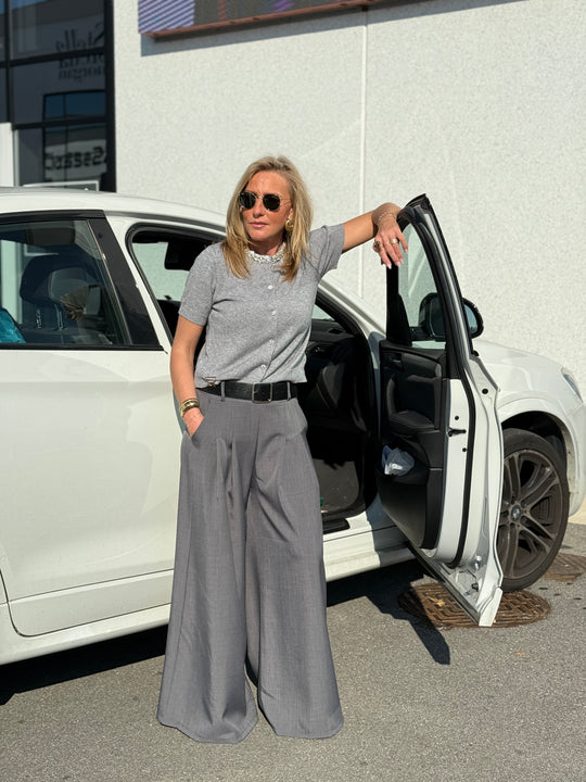 Pantalon pince Emilie ceinture boucle or