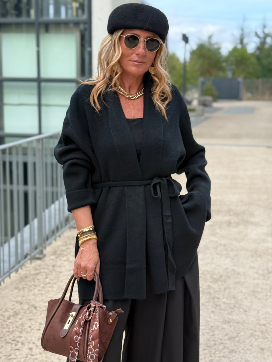 Gilet mi-long col droit 9066