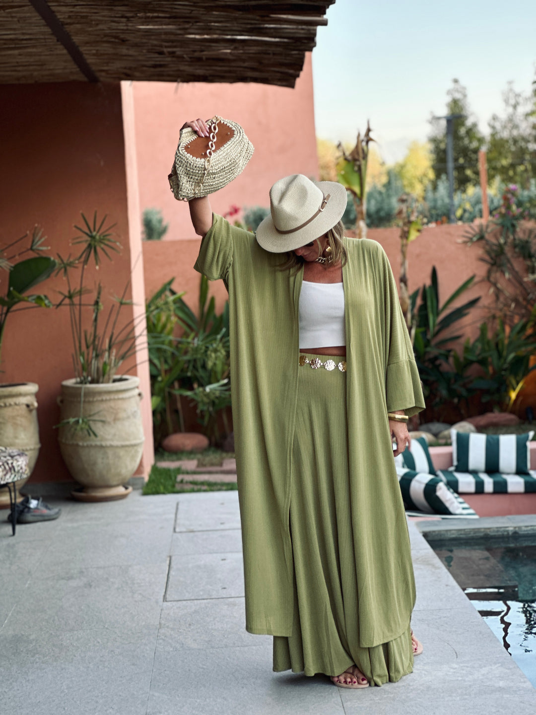 kimono fluide vert /L172