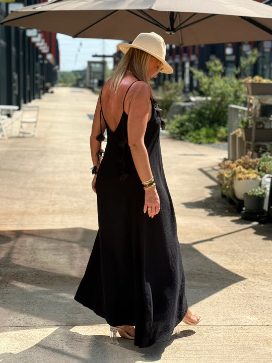 Robe longue Fleurs NOIR 13671