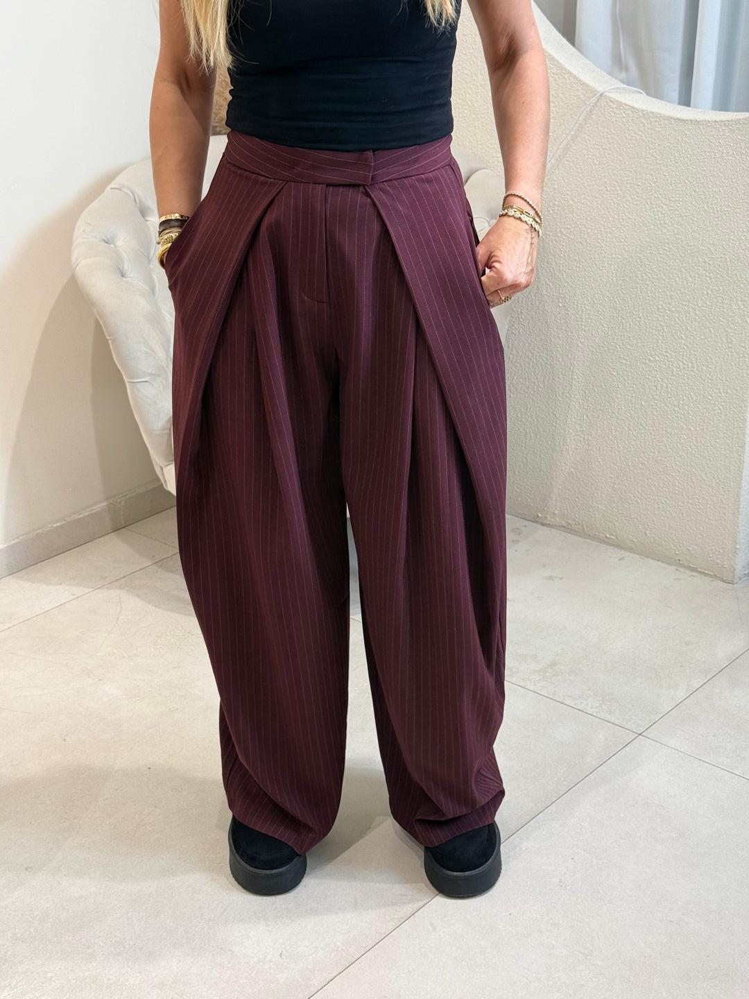 Pantalon pince rayure Bordeaux ZP1424
