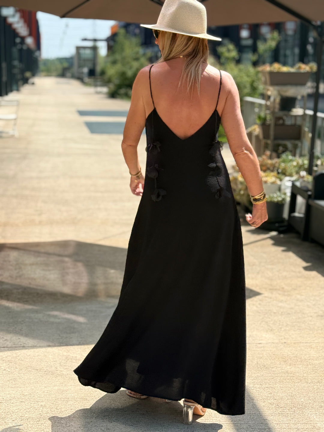 Robe longue Fleurs NOIR 13671