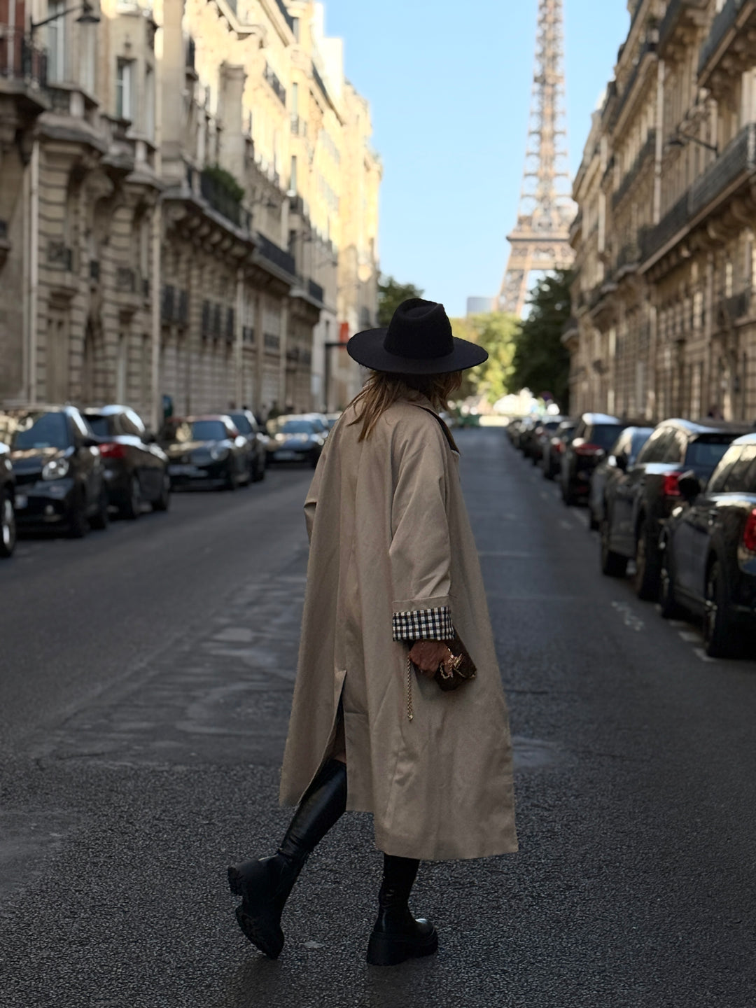 Trench Beige manche rever carreaux 6501