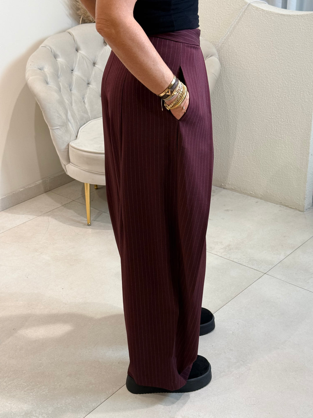 Pantalon pince rayure Bordeaux ZP1424