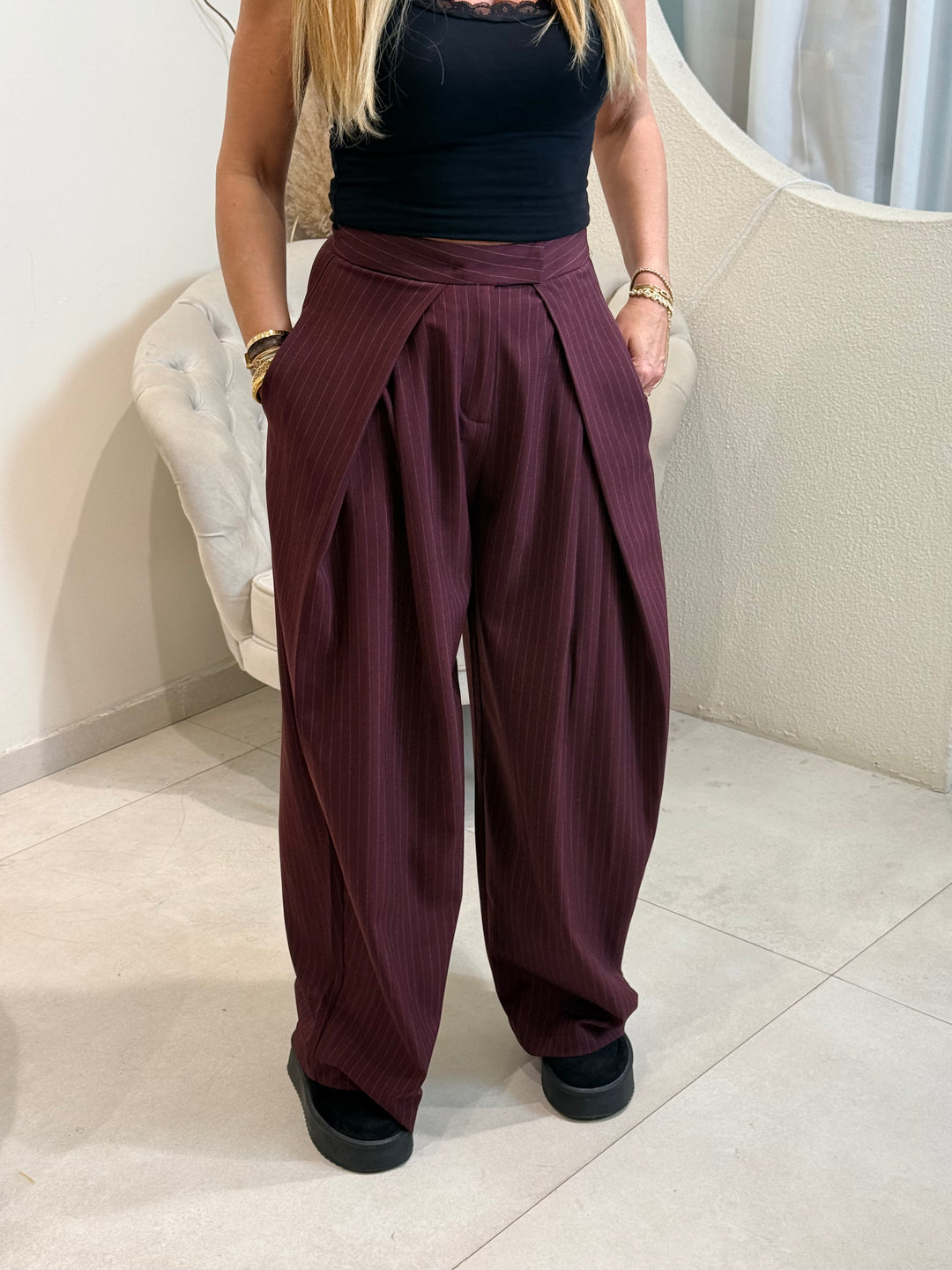 Pantalon pince rayure Bordeaux ZP1424