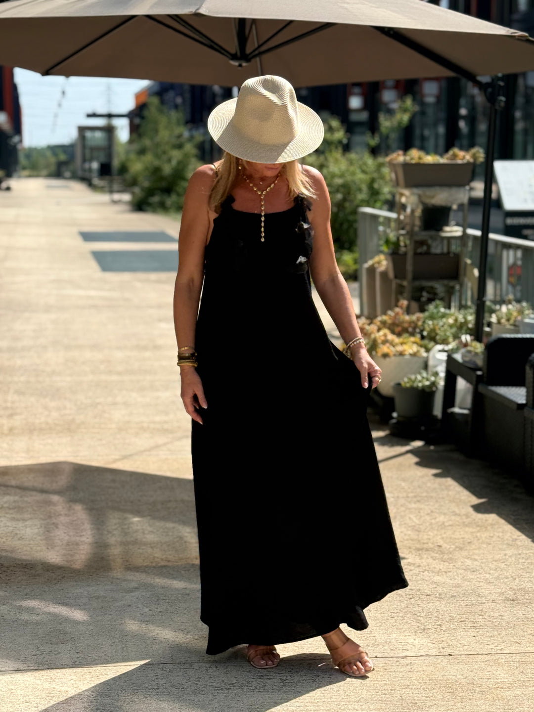 Robe longue Fleurs NOIR 13671