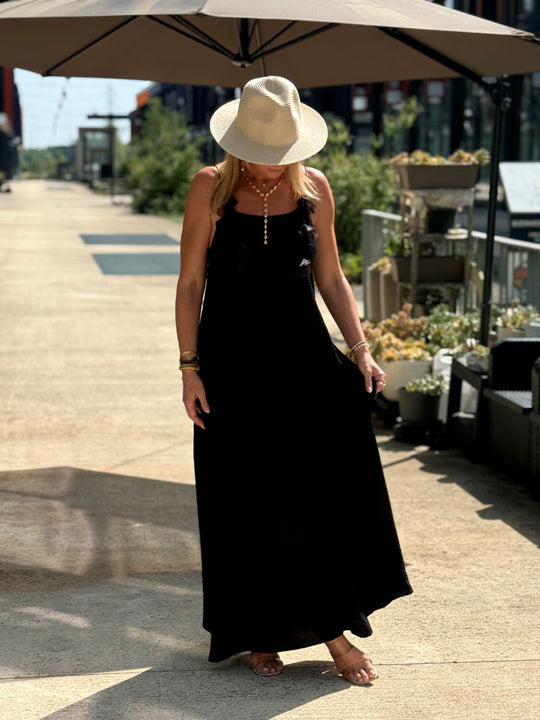 Robe longue Fleurs NOIR 13671