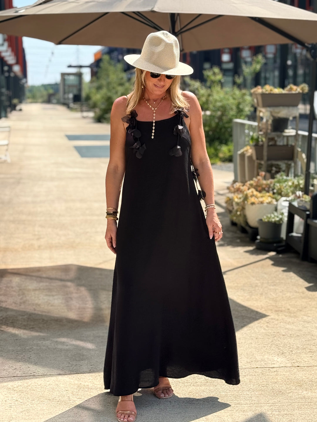 Robe longue Fleurs NOIR 13671