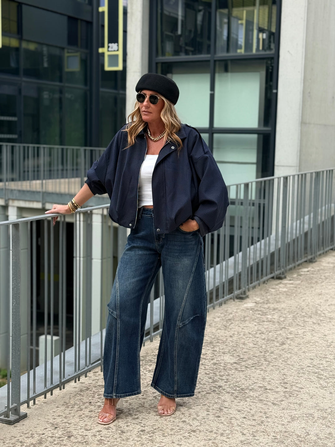 Veste bomber carreaux Bleu 8306