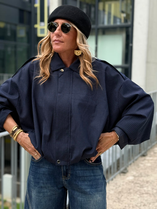 Veste bomber carreaux Bleu 8306