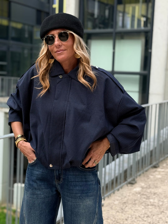 Veste bomber carreaux Bleu 8306