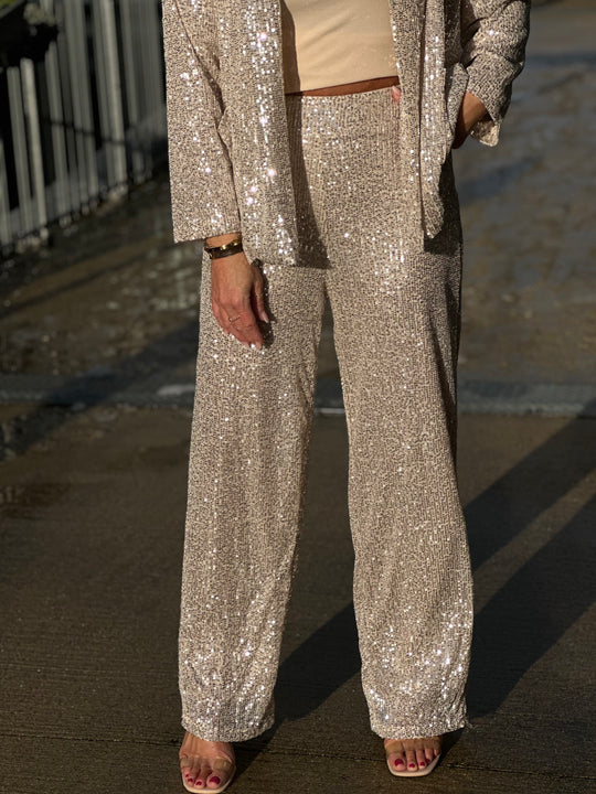 Pantalon aux sequin beige /J-1293