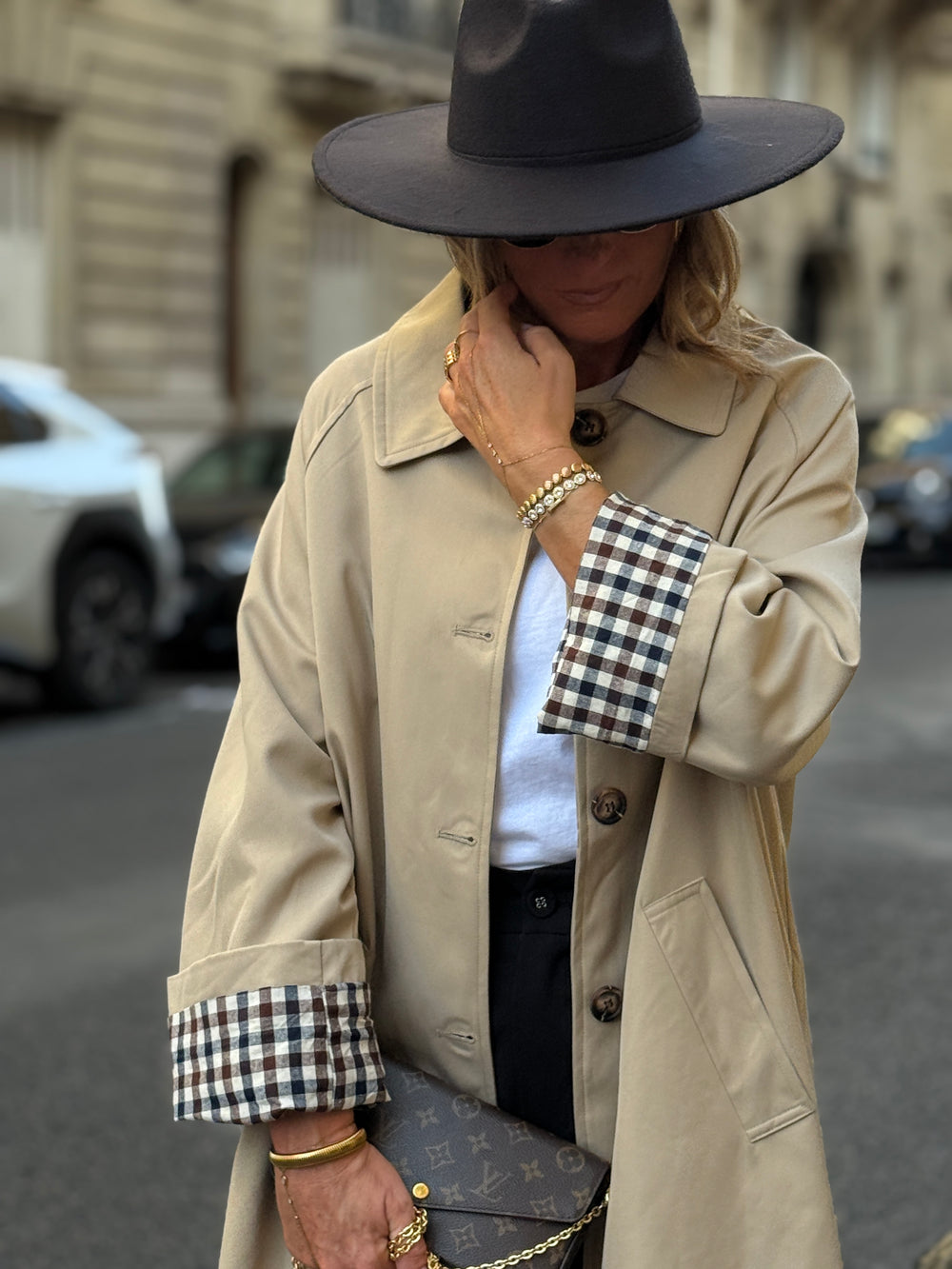 Trench Beige manche rever carreaux 6501 (précommande 15/09)
