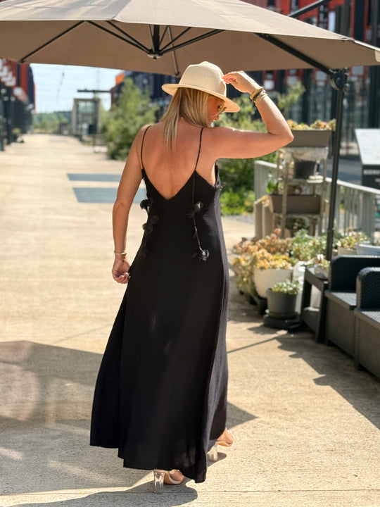 Robe longue Fleurs NOIR 13671