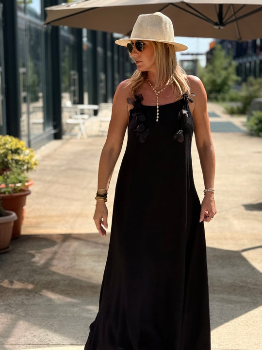 Robe longue Fleurs NOIR 13671