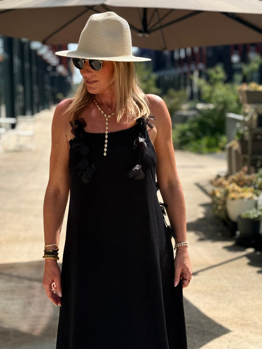 Robe longue Fleurs NOIR 13671
