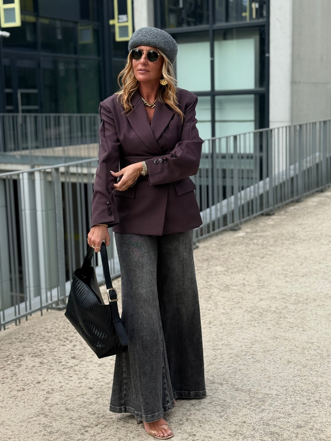 Blazer cintré avec ceinture prune 3190