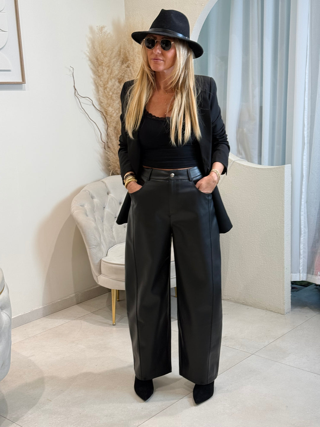 Pantalon Ballon similicuir 7530 Noir
