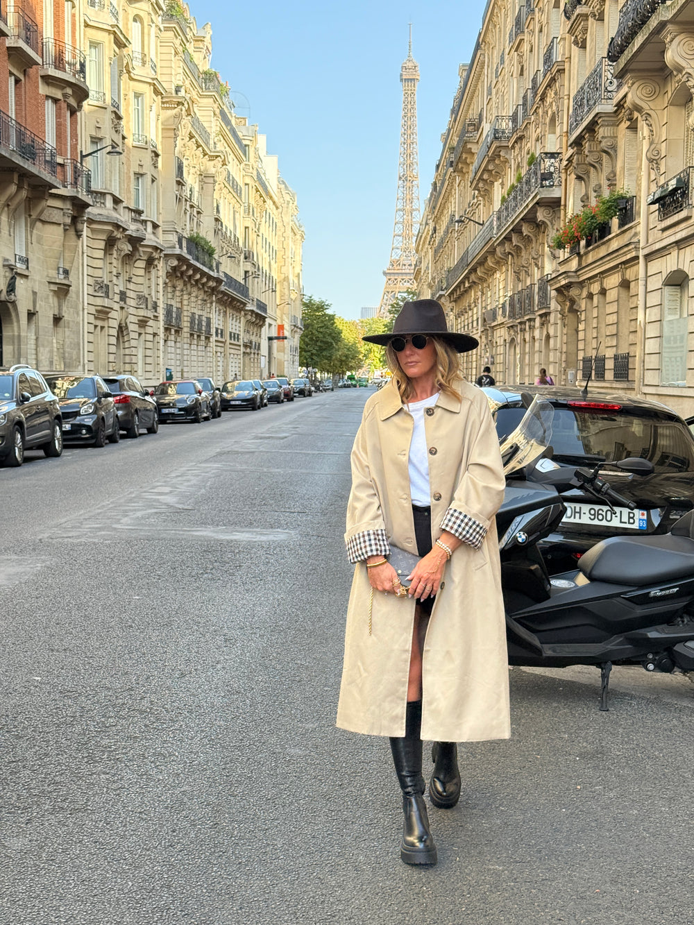 Trench Beige manche rever carreaux 6501