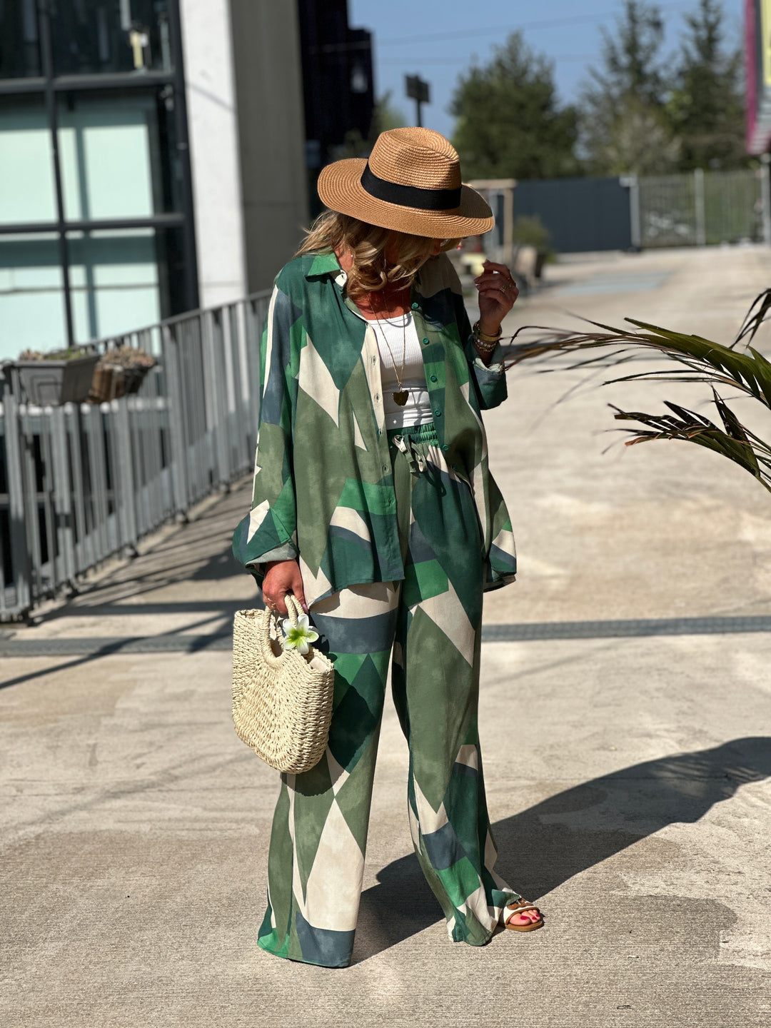 Ensemble chemise pantalon vert