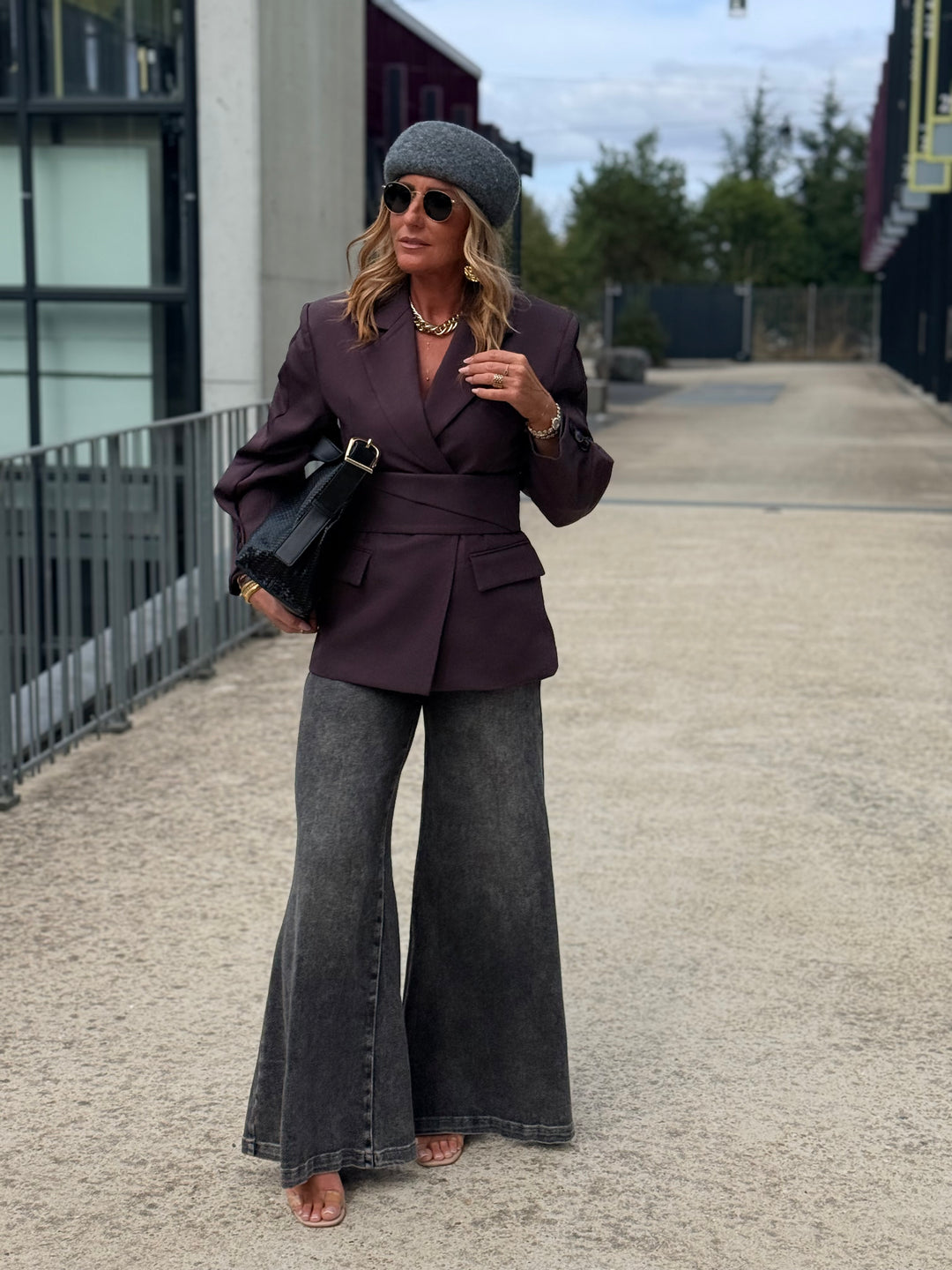 Jean patte d’éléphant Gris Jw9739