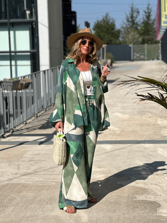 Ensemble chemise pantalon vert