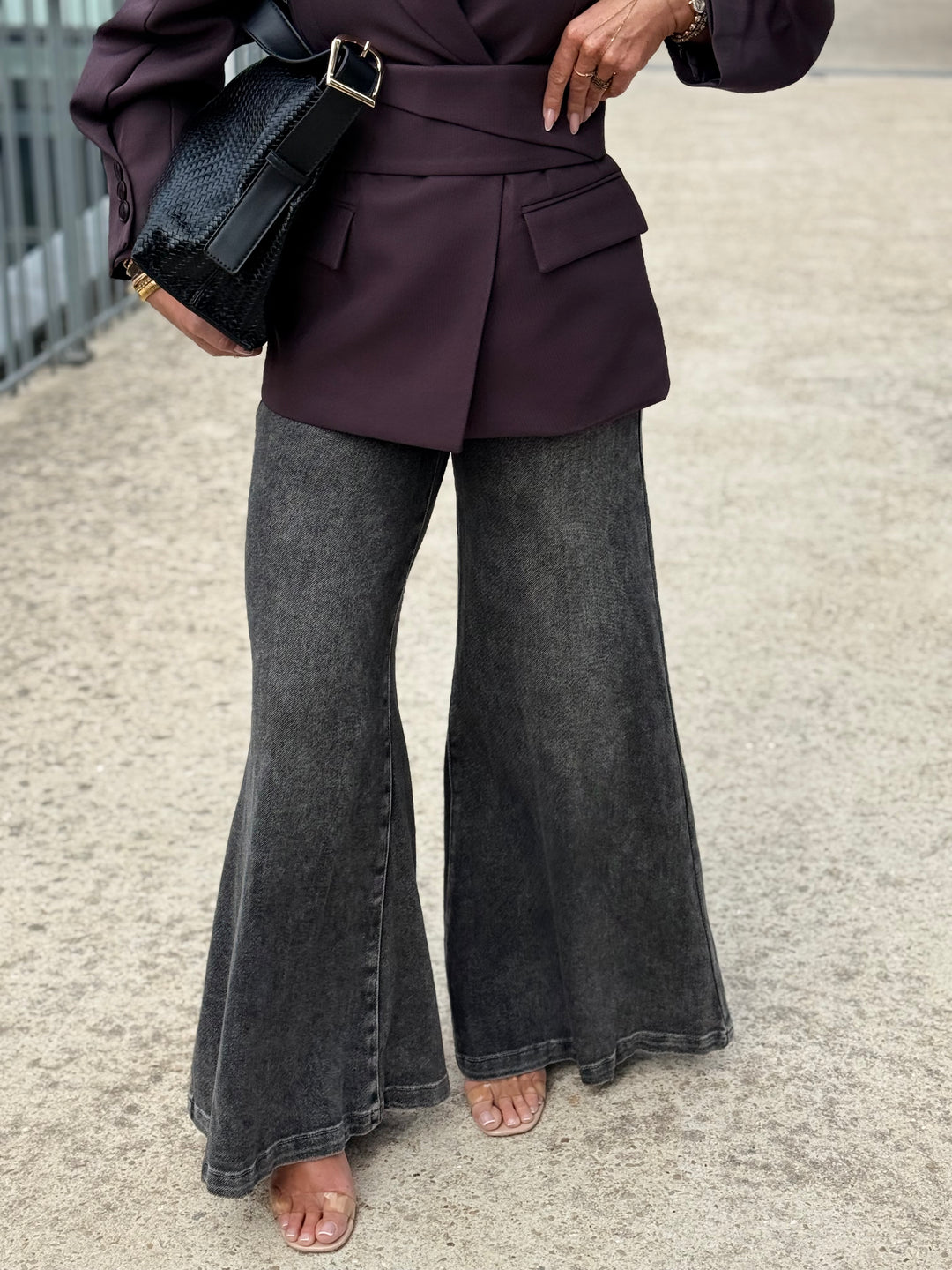 Jean patte d’éléphant Gris Jw9739