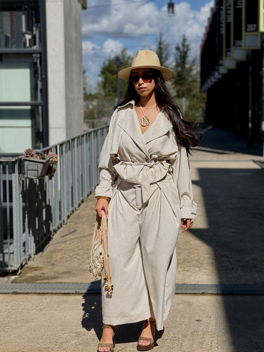 Ensemble Sella effet lin Beige