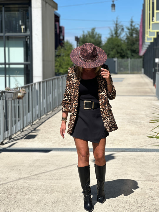 Blazer manches froncées léopard 8525 (34 au 40)