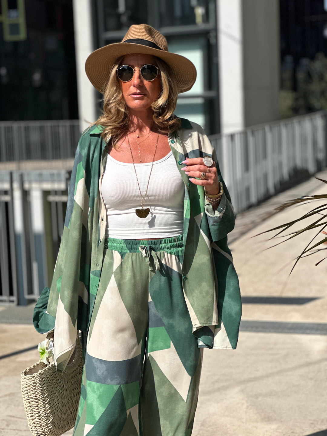 Ensemble chemise pantalon vert