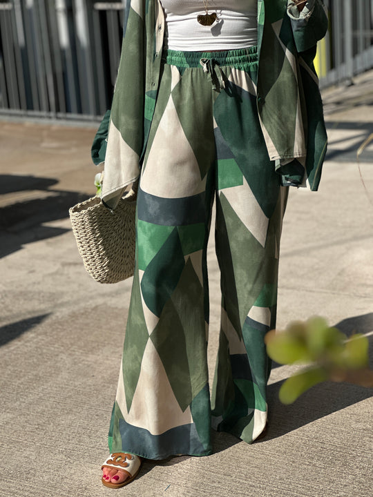 Ensemble chemise pantalon vert
