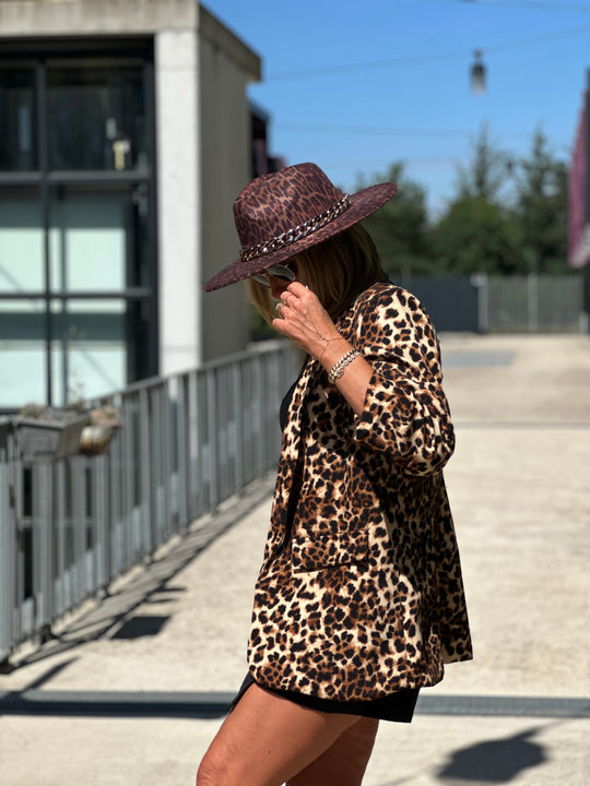 Blazer manches froncées léopard 8525 (34 au 40)
