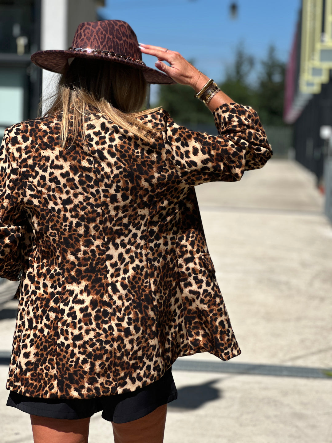 Blazer manches froncées léopard 8525 (34 au 40)