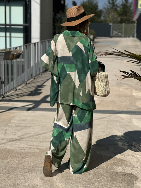 Ensemble chemise pantalon vert