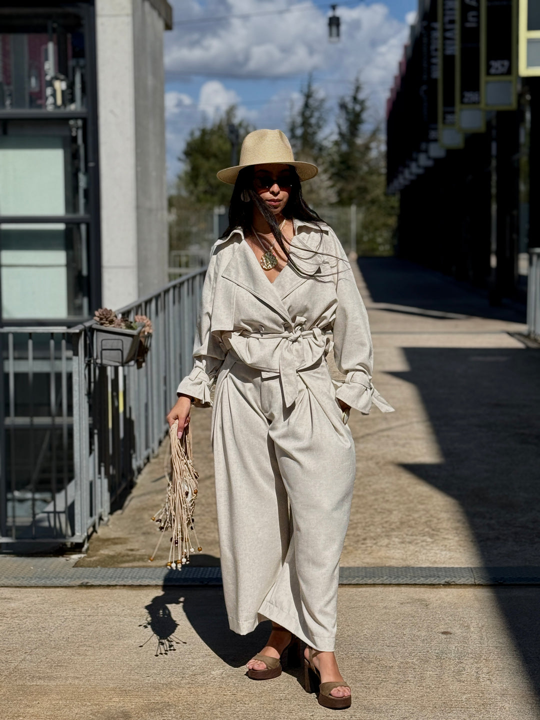 Ensemble Sella effet lin Beige