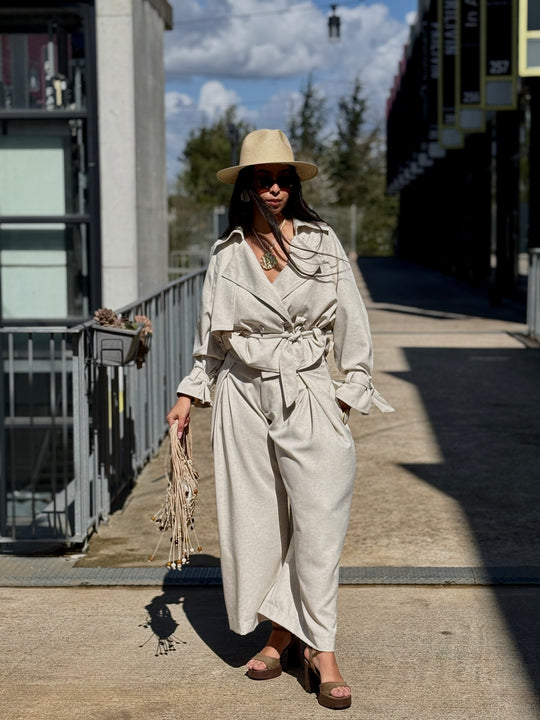 Ensemble Sella effet lin Beige
