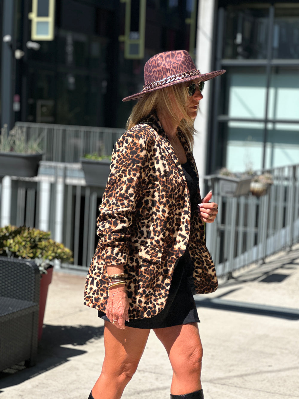 Blazer manches froncées léopard 8525 (34 au 40)
