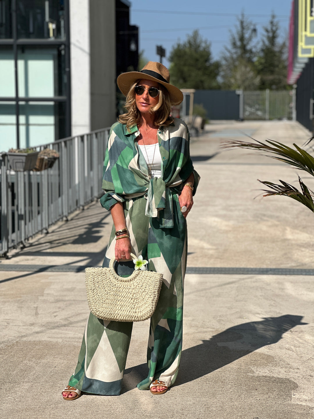 Ensemble chemise pantalon vert