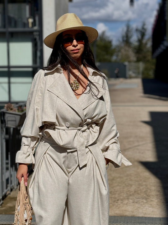 Ensemble Sella effet lin Beige