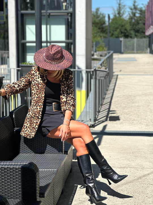 Blazer manches froncées léopard 8525 (34 au 40)