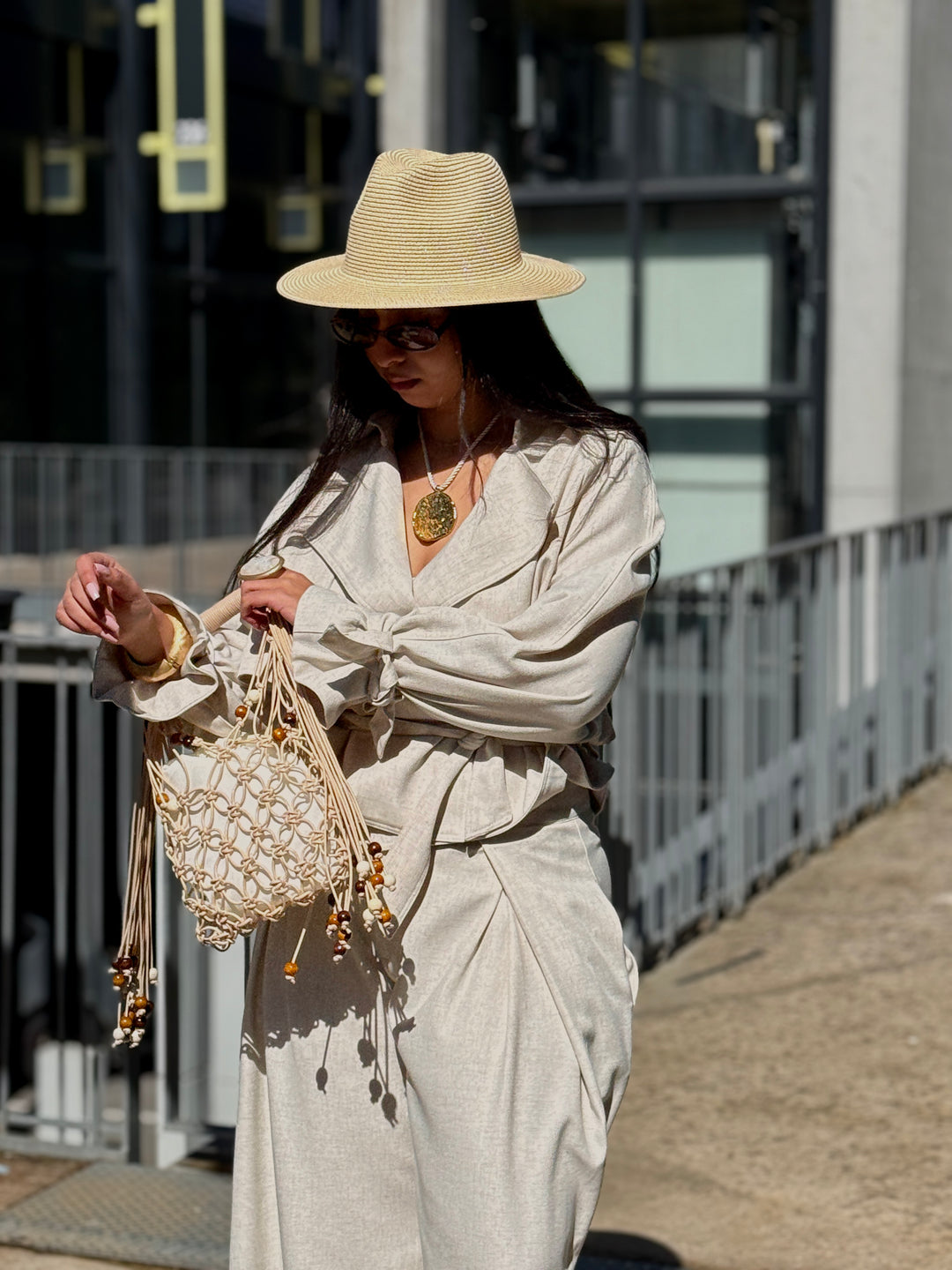 Ensemble Sella effet lin Beige