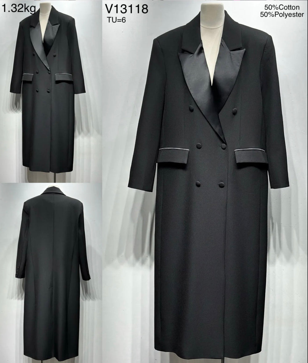 Veste noir longue V13118