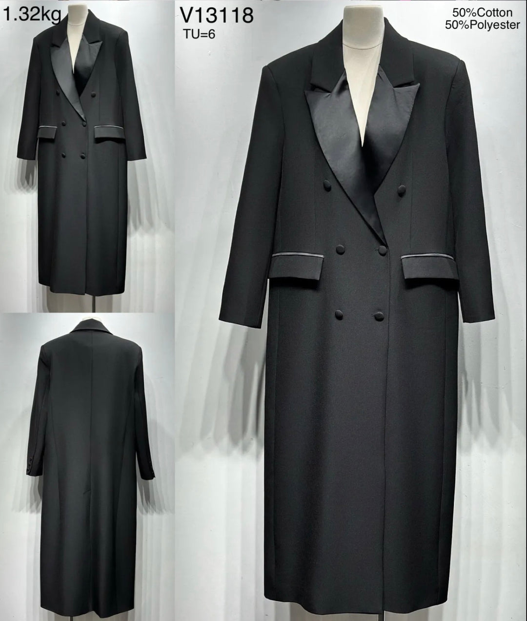 Veste noir longue V13118