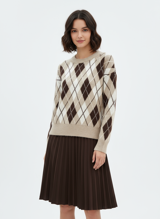 Pull arlequin choco/beige 3831